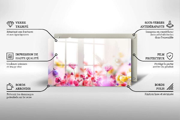 Üveg vágódeszka Virágos rét