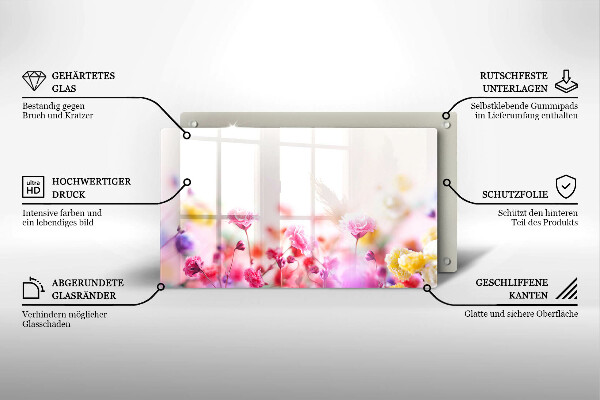 Üveg vágódeszka Virágos rét