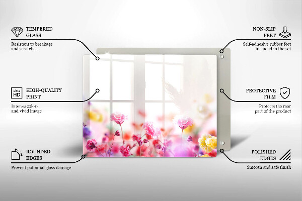 Üveg vágódeszka Virágos rét