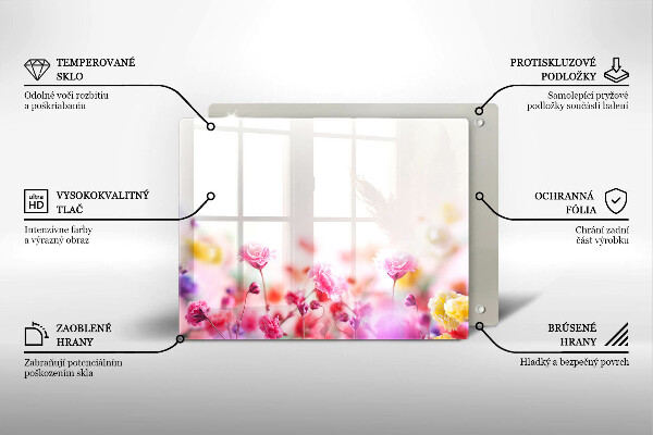 Üveg vágódeszka Virágos rét