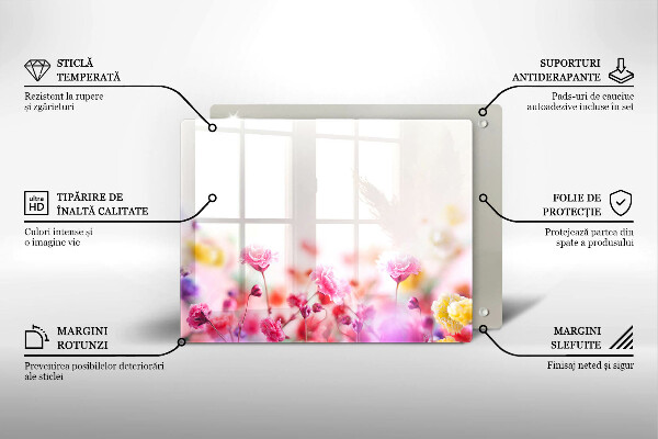 Üveg vágódeszka Virágos rét