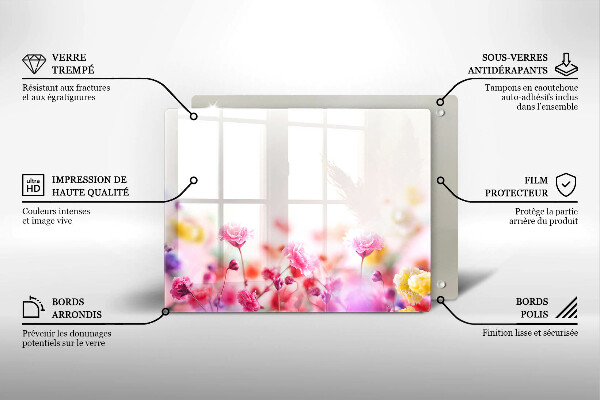 Üveg vágódeszka Virágos rét