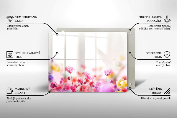 Üveg vágódeszka Virágos rét