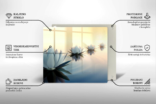 Üveg vágódeszka Liliom virágok a vízen