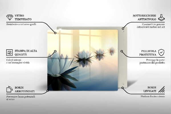 Üveg vágódeszka Liliom virágok a vízen