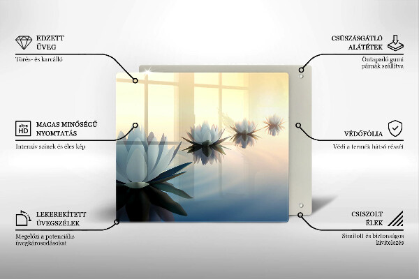 Üveg vágódeszka Liliom virágok a vízen