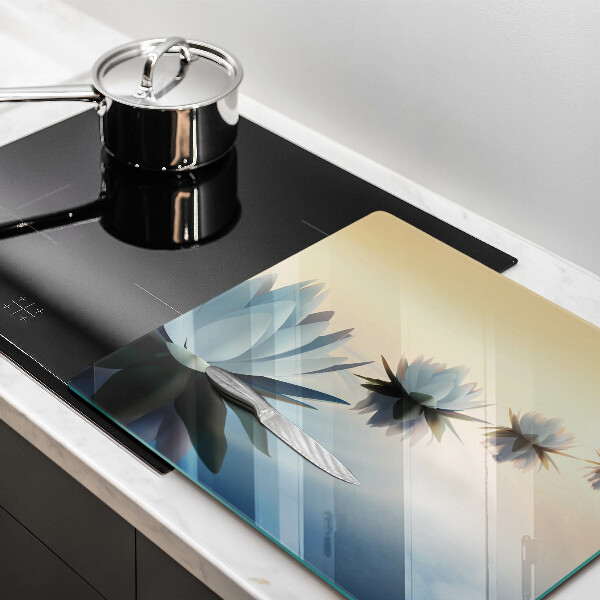 Üveg vágódeszka Liliom virágok a vízen