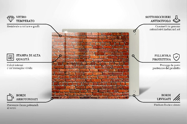 Üveg vágódeszka Téglafal fala