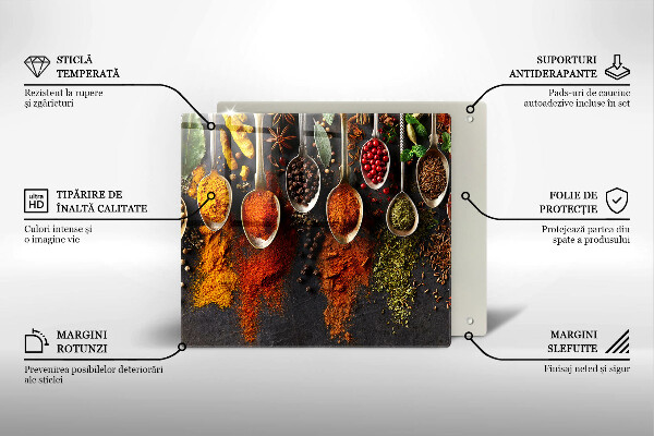 Üveg vágódeszka Fűszeres kanalak