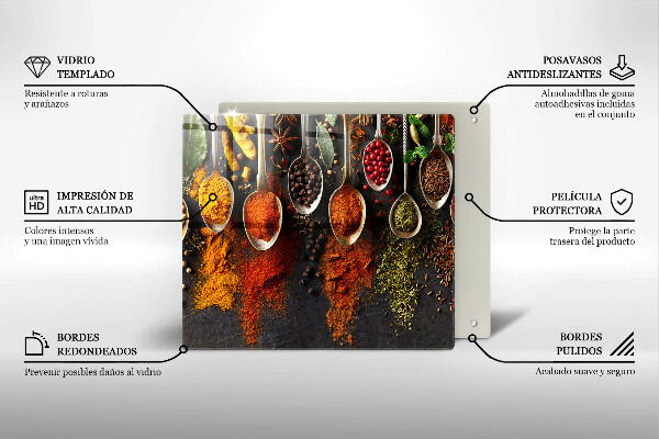 Üveg vágódeszka Fűszeres kanalak