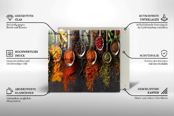 Üveg vágódeszka Fűszeres kanalak