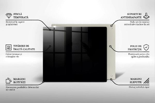 Üveg vágódeszka Fekete szín