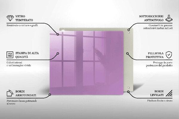 Üveg vágódeszka Lila színű