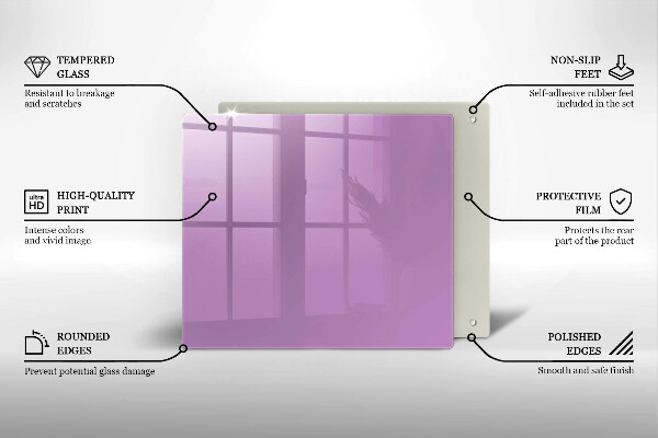 Üveg vágódeszka Lila színű