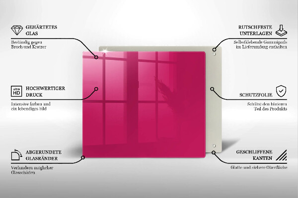 Üveg vágódeszka Rózsaszín szín