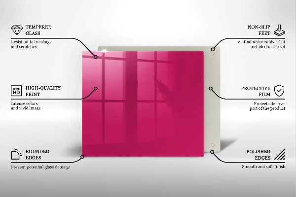 Üveg vágódeszka Rózsaszín szín