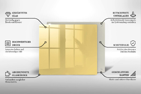 Üveg vágódeszka Sárga