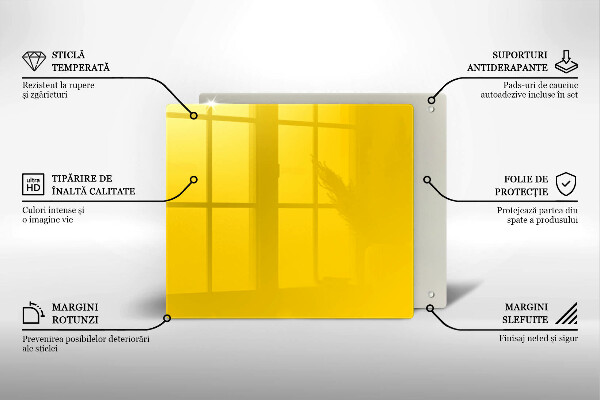 Üveg vágódeszka Sárga