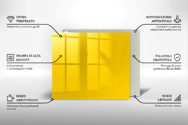 Üveg vágódeszka Sárga