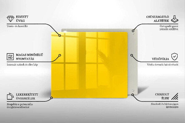 Üveg vágódeszka Sárga