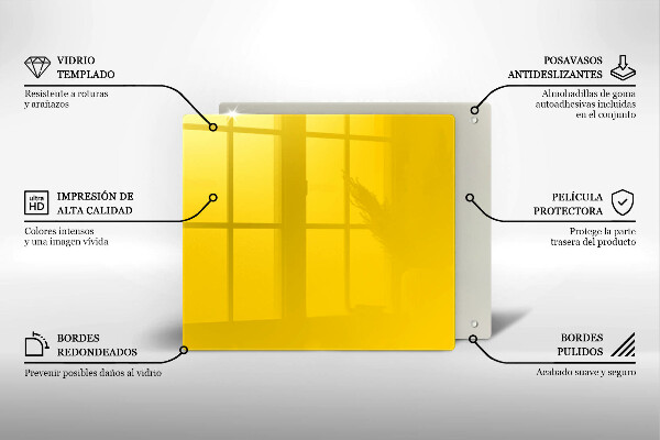 Üveg vágódeszka Sárga