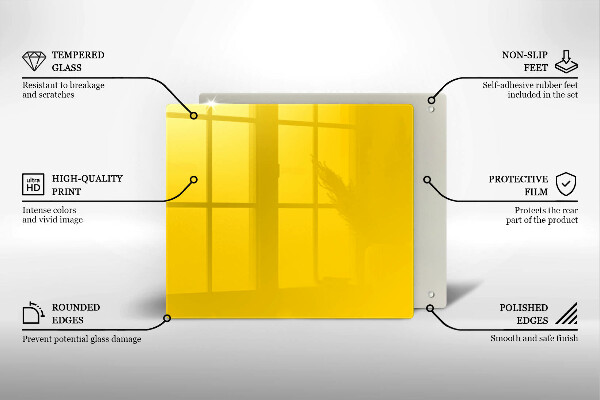 Üveg vágódeszka Sárga