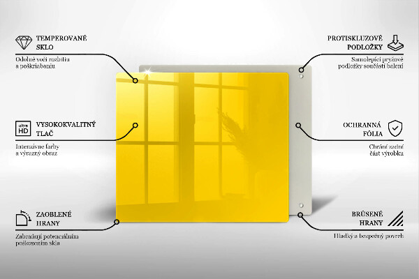 Üveg vágódeszka Sárga