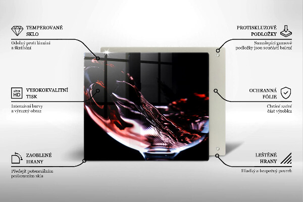 Üveg vágódeszka Egy pohár vörösbor