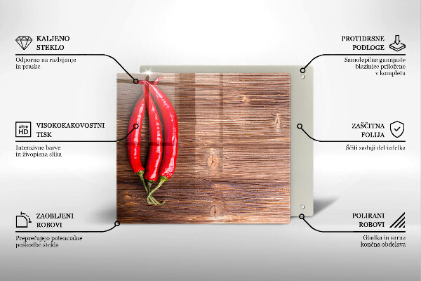 Üveg vágódeszka Chili paprika a fán