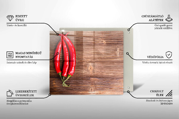 Üveg vágódeszka Chili paprika a fán