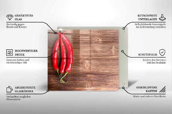 Üveg vágódeszka Chili paprika a fán