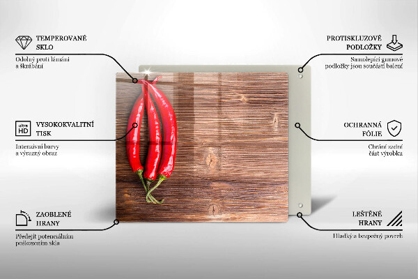Üveg vágódeszka Chili paprika a fán
