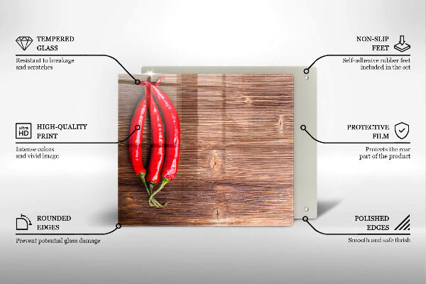 Üveg vágódeszka Chili paprika a fán