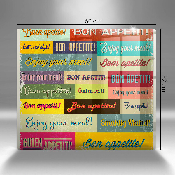 Üveg vágódeszka Feliratok Jó étvágyat nyelvek