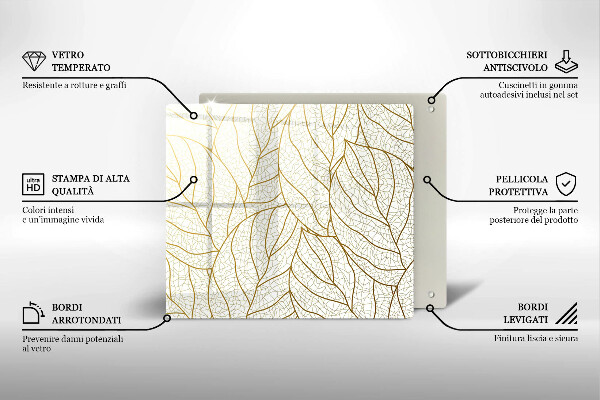 Üveg vágódeszka Line-art levelek minta