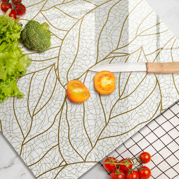 Üveg vágódeszka Line-art levelek minta