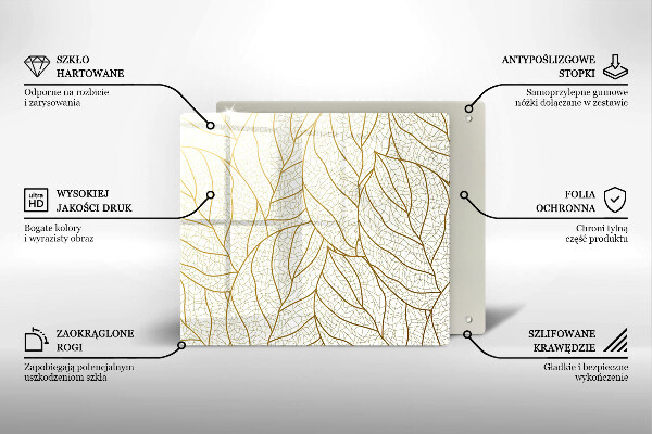 Üveg vágódeszka Line-art levelek minta