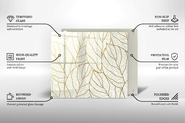 Üveg vágódeszka Line-art levelek minta