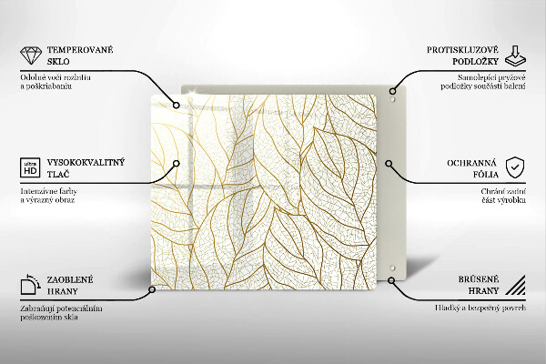 Üveg vágódeszka Line-art levelek minta