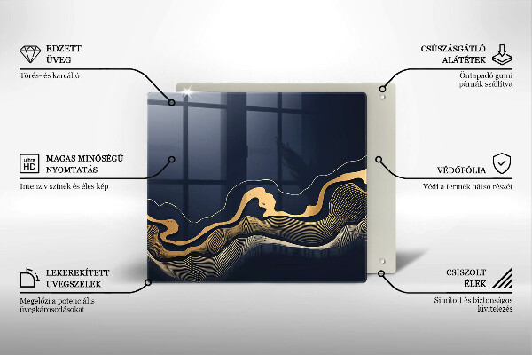 Üveg vágódeszka Absztrakt arany vonalak