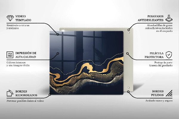 Üveg vágódeszka Absztrakt arany vonalak