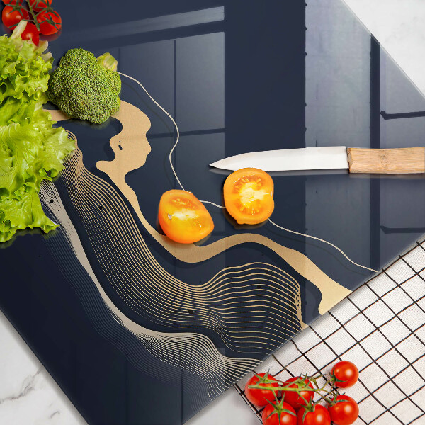 Üveg vágódeszka Absztrakt arany vonalak