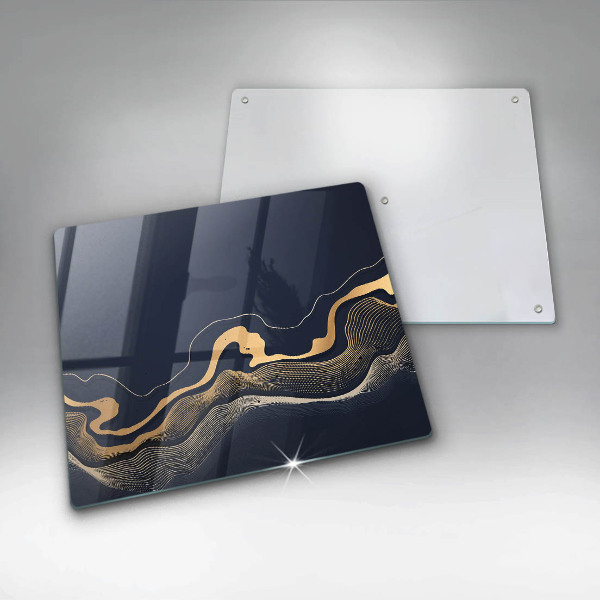 Üveg vágódeszka Absztrakt arany vonalak