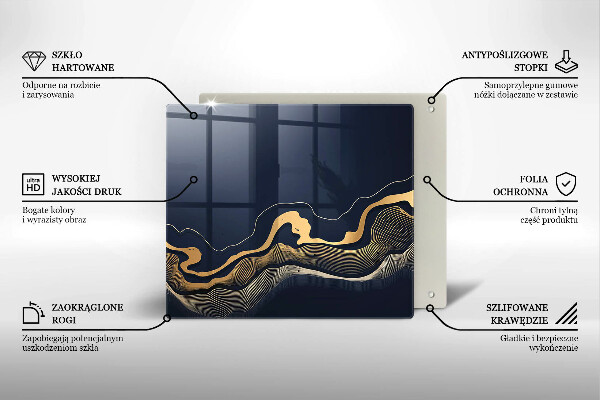 Üveg vágódeszka Absztrakt arany vonalak