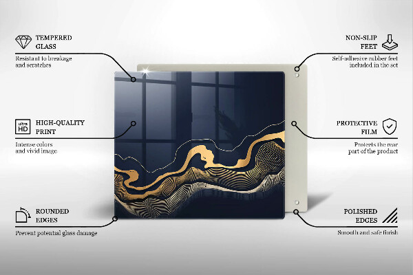 Üveg vágódeszka Absztrakt arany vonalak