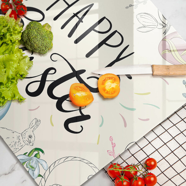 Üveg vágódeszka Happy Easter