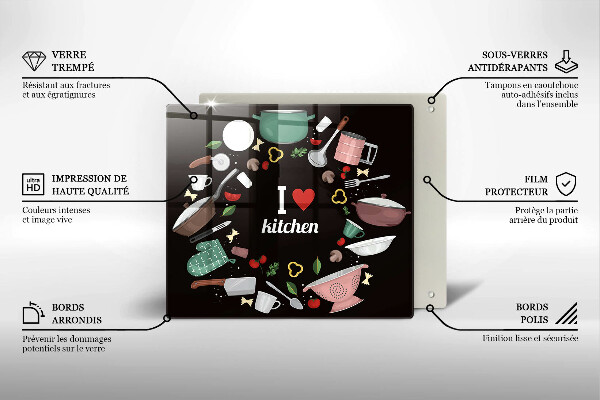 Üveg vágódeszka Illusztráció Imádom a konyhát