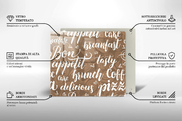 Üveg vágódeszka Bon appetit feliratok