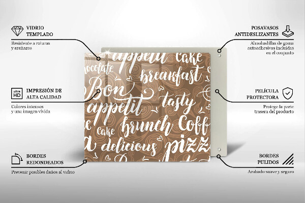 Üveg vágódeszka Bon appetit feliratok