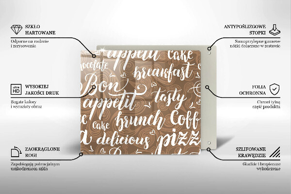 Üveg vágódeszka Bon appetit feliratok